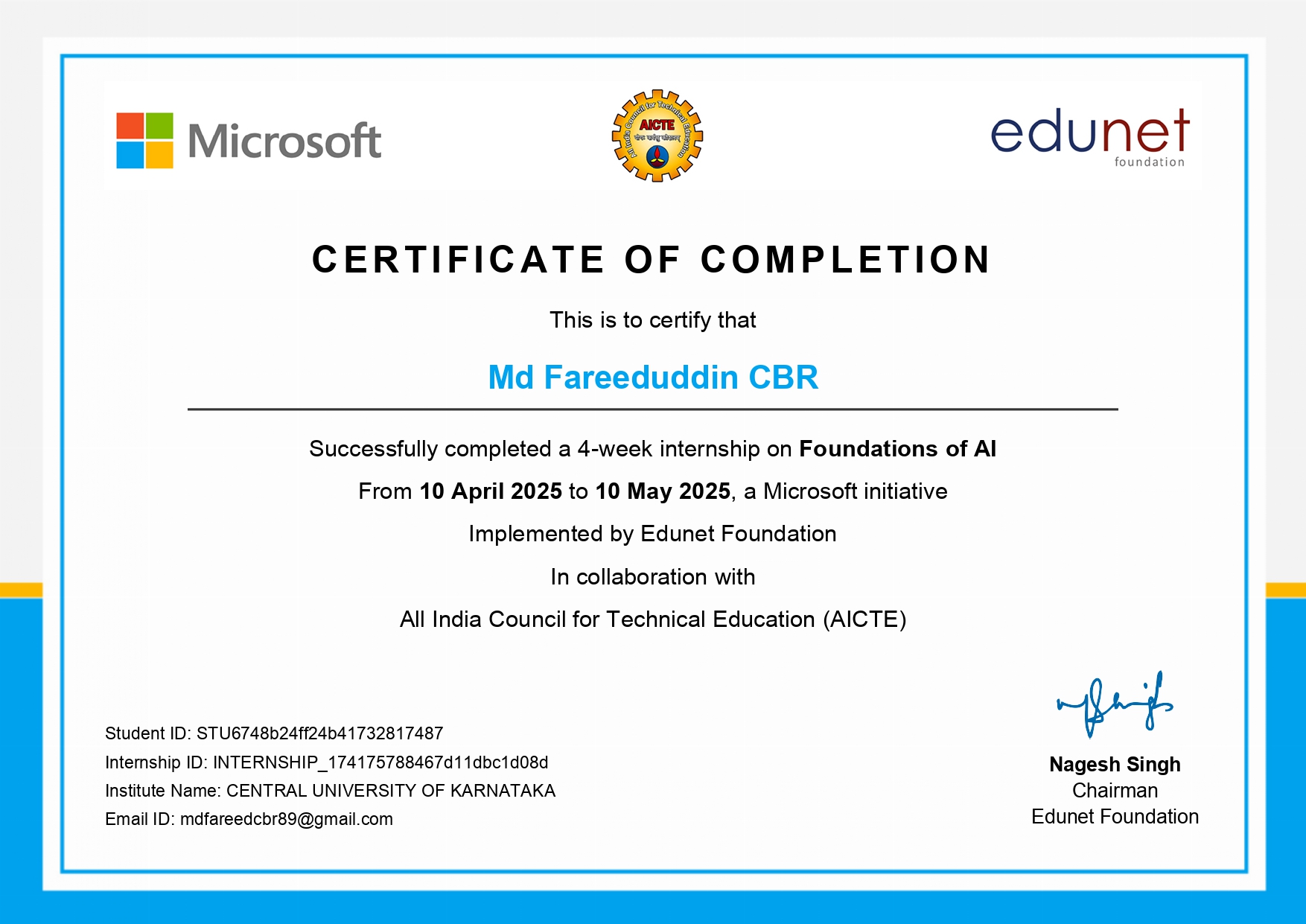 AI Internship Certificate