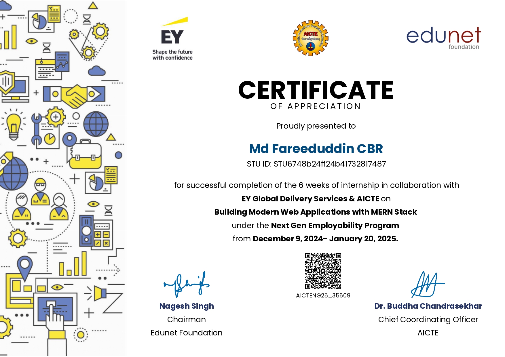EY GDS & AICTE MERN Stack Certificate